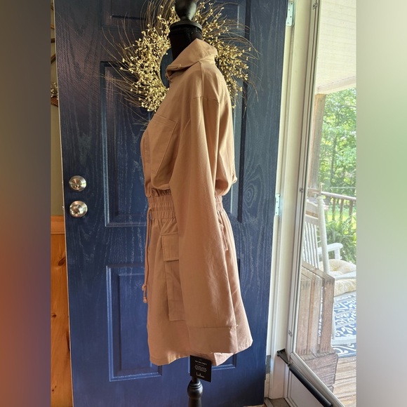 LuLu’s Versatile Energy Khaki Mock Neck Long Sleeve Utility Mini Dress M NWT - Picture 6 of 16